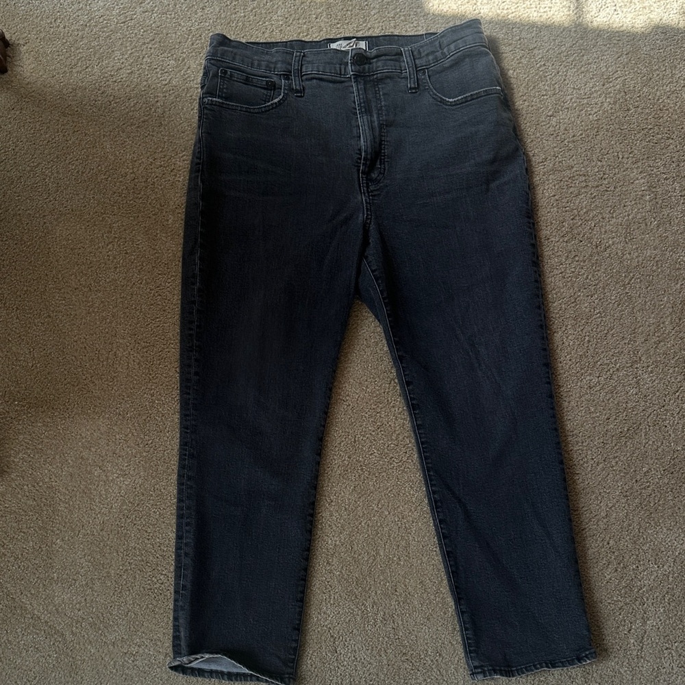 Madewell Washed Black Cropped Straight Jeans